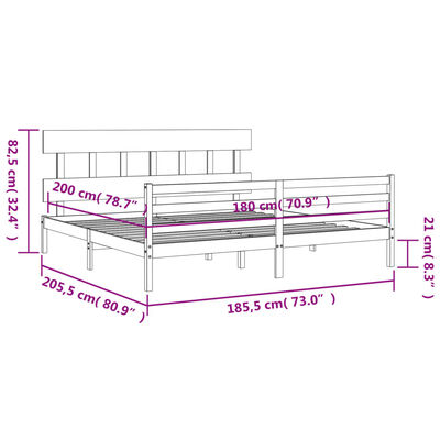 vidaXL Bed Frame without Mattress Super King Size Solid Wood