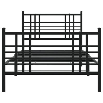 vidaXL Metal Bed Frame without Mattress with Footboard Black 100x190 cm