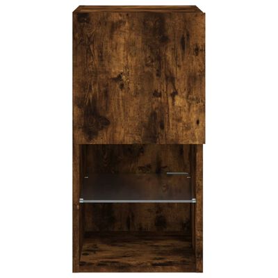 vidaXL TV Cabinets with LED Lights 2 pcs Smoked Oak 30.5x30x60 cm