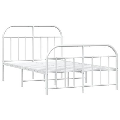 vidaXL Metal Bed Frame without Mattress with Footboard White 120x200 cm