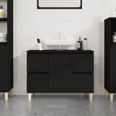 vidaXL Sink Cabinet Black 80x33x60 cm Engineered Wood