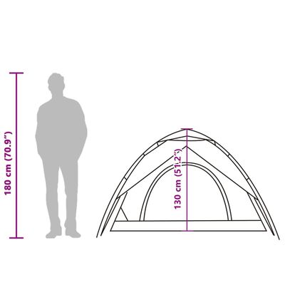 vidaXL Camping Tent Dome 2-Person Green Quick Release