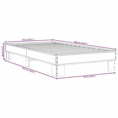 vidaXL Bed Frame without Mattress Smoked Oak 75x190 cm Small Single