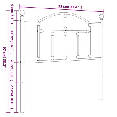 vidaXL Metal Headboard White 90 cm