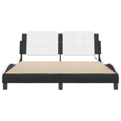 vidaXL Bed Frame with LED without Mattress White and Black 160x200 cm