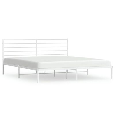 vidaXL Metal Bed Frame without Mattress with Headboard White 193x203 cm