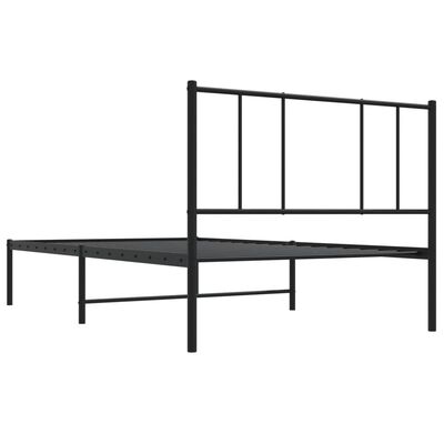 vidaXL Metal Bed Frame without Mattress with Headboard Black 90x200 cm