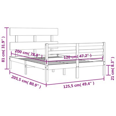 vidaXL Bed Frame without Mattress Black 120x200 cm Solid Wood