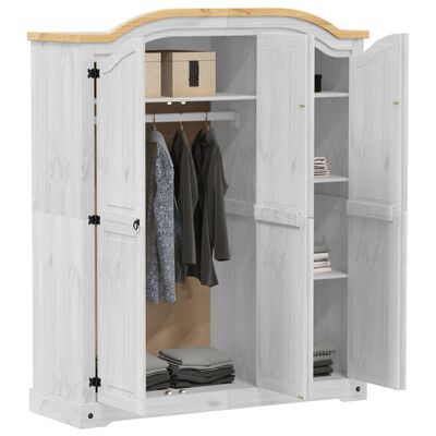 vidaXL Wardrobe Corona White 151.5x52x186 cm Solid Wood Pine