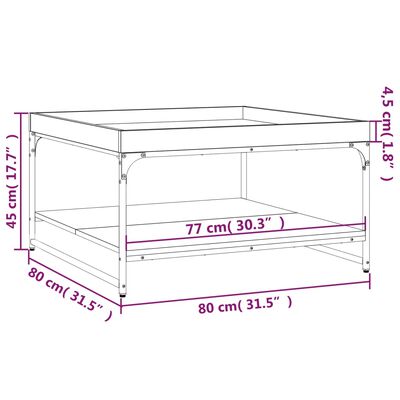 vidaXL Coffee Table Smoked Oak 80x80x45 cm Engineered Wood and Iron