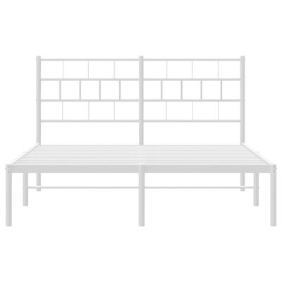 vidaXL Metal Bed Frame without Mattress with Headboard White 140x190 cm