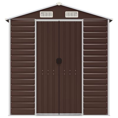 vidaXL Garden Shed Brown 191x640x198 cm Galvanised Steel