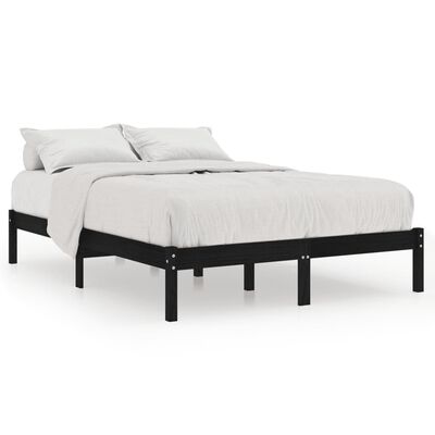 vidaXL Bed Frame without Mattress Black Solid Wood 140x190 cm