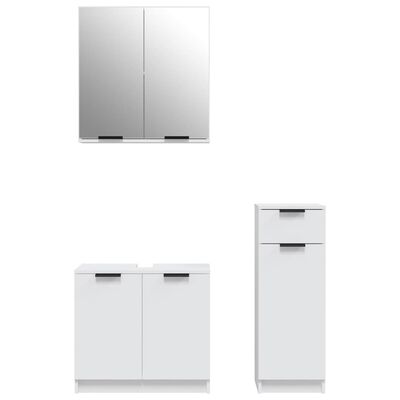 vidaXL 3 Piece Bathroom Cabinet Set White Engineered Wood