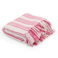 vidaXL Throw Cotton Stripes 220x250 cm Pink and White