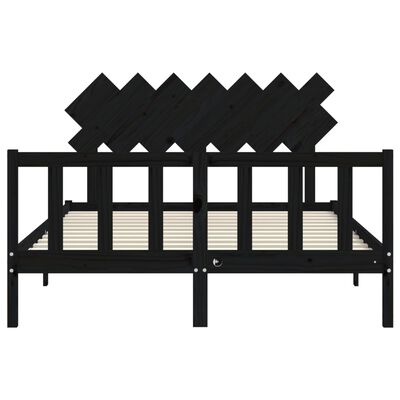 vidaXL Bed Frame without Mattress Black 140x200 cm Solid Wood Pine