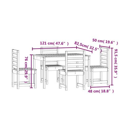 vidaXL 5 Piece Garden Dining Set Solid Wood Pine