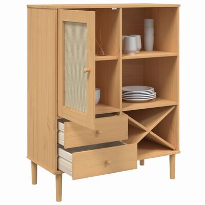 vidaXL Highboard SENJA Rattan Look Brown 90x40x112cm Solid Wood Pine