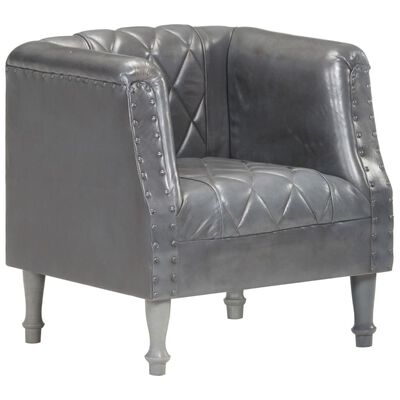 vidaXL Tub Chair Grey Real Goat Leather