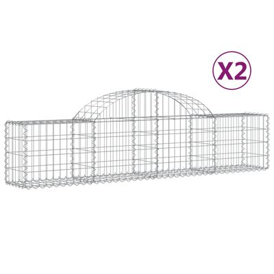 vidaXL Arched Gabion Baskets 2 pcs 200x30x40/60 cm Galvanised Iron