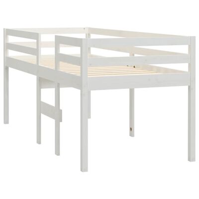 vidaXL High Sleeper Bed without Mattress White 75x190 cm Small Single Solid Wood Pine