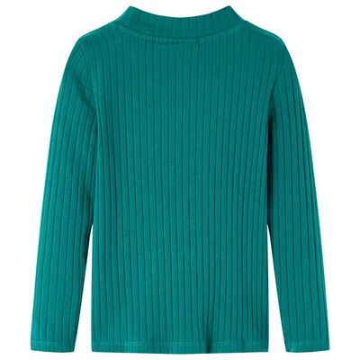 Kids' T-shirt with Long Sleeves Rib-knit Dark Green 140