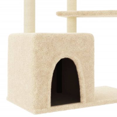 vidaXL Cat Tree with Sisal Scratching Posts Cream 107.5 cm