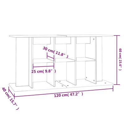 vidaXL Aquarium Stand High Gloss White 120x40x60 cm Engineered Wood