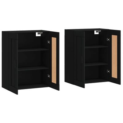 vidaXL Wall Mounted Cabinets 2 pcs Black Engineered Wood