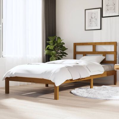 vidaXL Bed Frame without Mattress Honey Brown Solid Wood 100x200 cm (810010+814182)