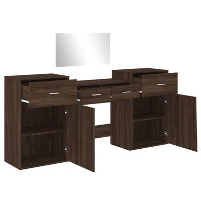 vidaXL 4 Piece Dressing Table Set Brown Oak Engineered Wood