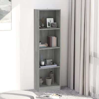 vidaXL 4-Tier Book Cabinet Grey Sonoma 40x24x143 cm Engineered Wood