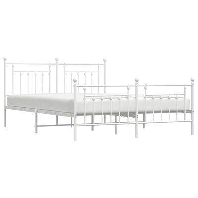 vidaXL Metal Bed Frame without Mattress with Footboard White 160x200 cm