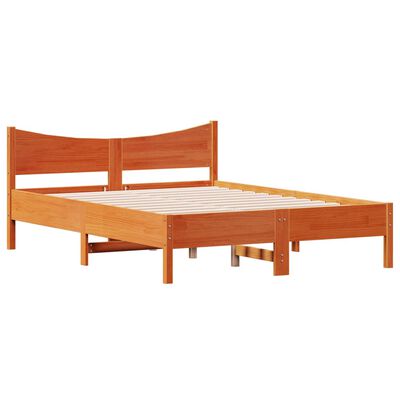 vidaXL Bed Frame without Mattress Wax Brown 140x190 cm Solid Wood Pine