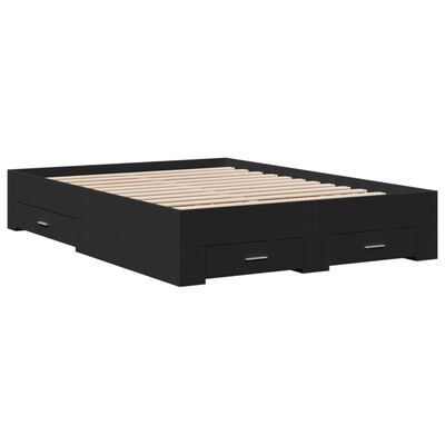 vidaXL Bed Frame with Drawers without Mattress Black 135x190 cm Double