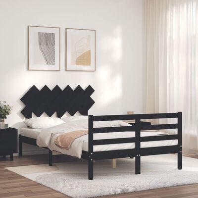 vidaXL Bed Frame without Mattress Black 120x200 cm Solid Wood