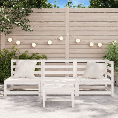 vidaXL Garden Sofa 3-Seater White Solid Wood Pine