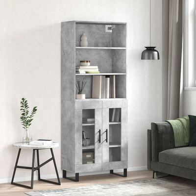 vidaXL Highboard Concrete Grey 69.5x34x180 cm Engineered Wood