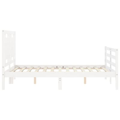 vidaXL Bed Frame without Mattress White Double Solid Wood