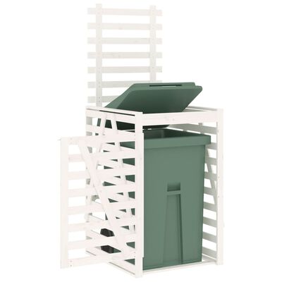 vidaXL Wheelie Bin Storage White 84x90x128.5 cm Solid Wood Pine