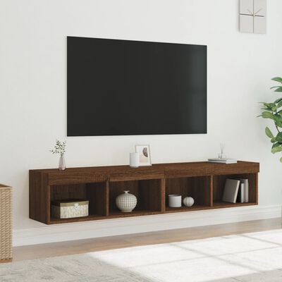 vidaXL TV Cabinets with LED Lights 2 pcs Brown Oak 80x30x30 cm