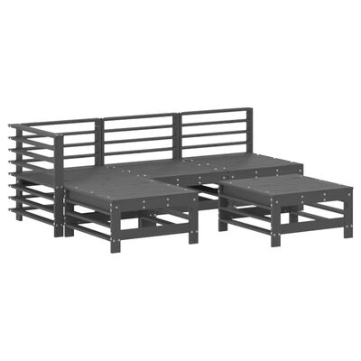 vidaXL 5 Piece Garden Lounge Set Grey Solid Wood Pine