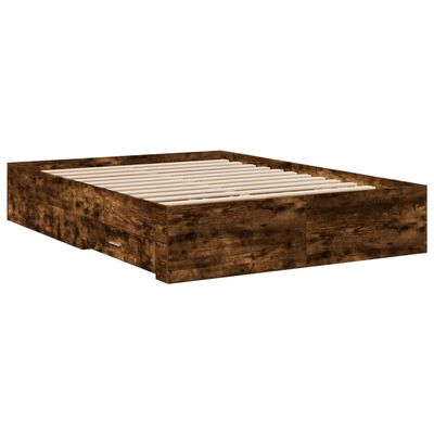 vidaXL Bed Frame with Drawers without Mattress Smoked Oak 140x190 cm