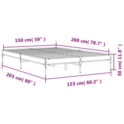 vidaXL Bed Frame without Mattress Grey Sonoma 150x200 cm King Size