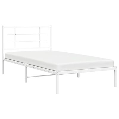 vidaXL Metal Bed Frame without Mattress with Headboard White 100x200 cm