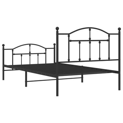 vidaXL Metal Bed Frame with Headboard and Footboard Black 100x200 cm