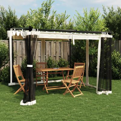 vidaXL Gazebo with Mesh Walls Cream 3x3 m Steel