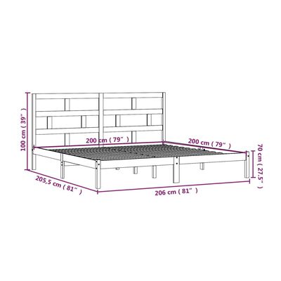 vidaXL Bed Frame without Mattress White Solid Wood Pine 200x200 cm (810038+814215)