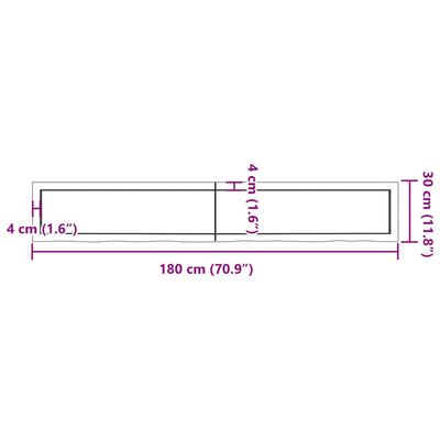 vidaXL Wall Shelf Dark Brown 180x30x(2-6) cm Treated Solid Wood Oak