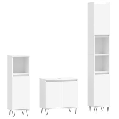 vidaXL 3 Piece Bathroom Furniture Set White Engineered Wood